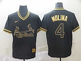 Cardinals 4 Yadier Molina Black Gold Nike Cooperstown Collection Legend V Neck Jersey (1),baseball caps,new era cap wholesale,wholesale hats